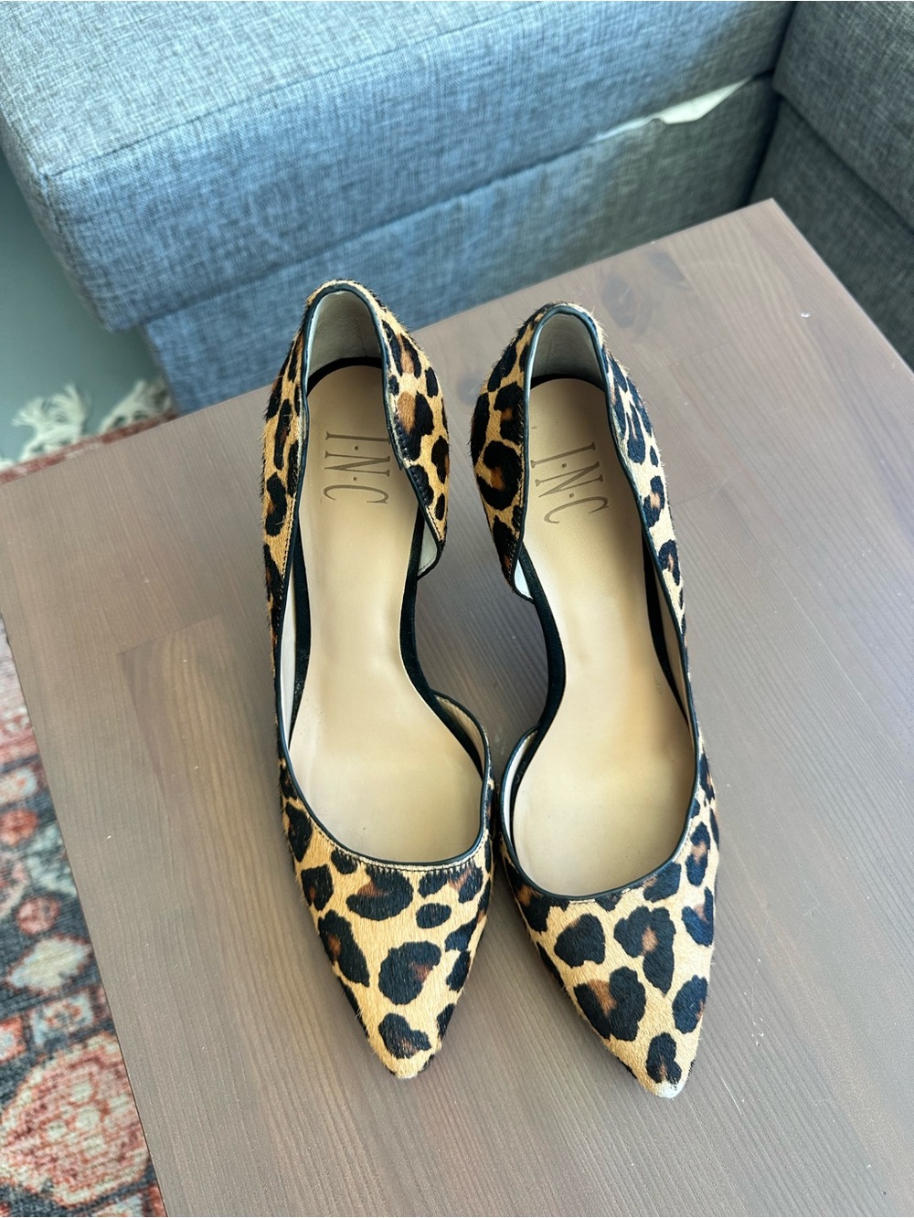 INC International Concepts Leopard-Print Pointed Pumps in Tan and Black